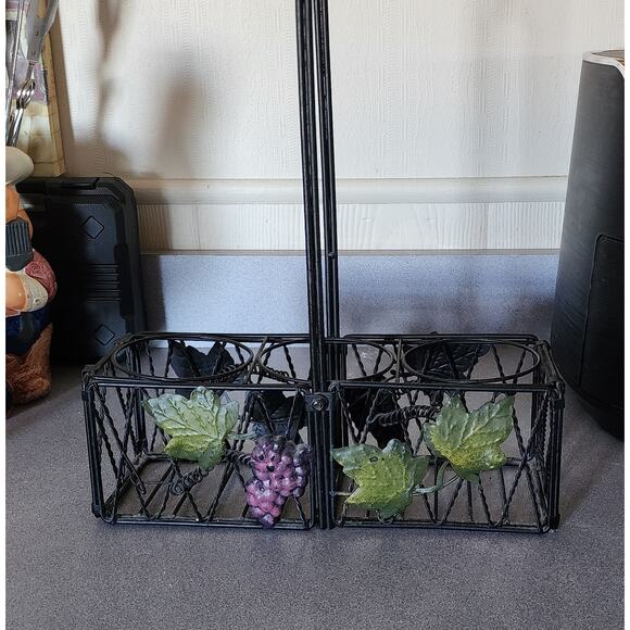 TUSCANY COLLECTION DECORATIVE METAL WINE HOLDER/ BASKET--HOLDS 3 BOTTLES - Picture 2 of 6